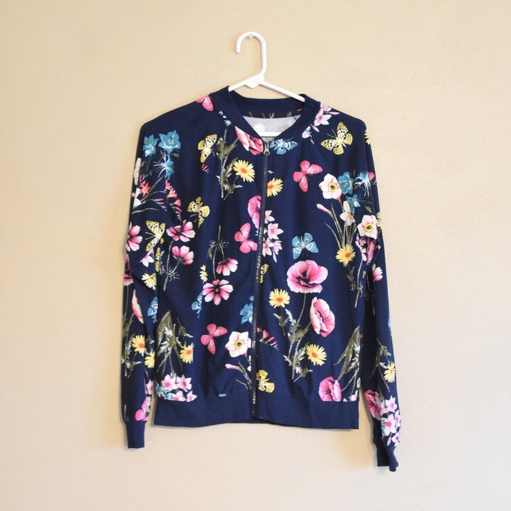 Wonder Nation - Floral Print - Full Zip - XL - Girl's Sweater
